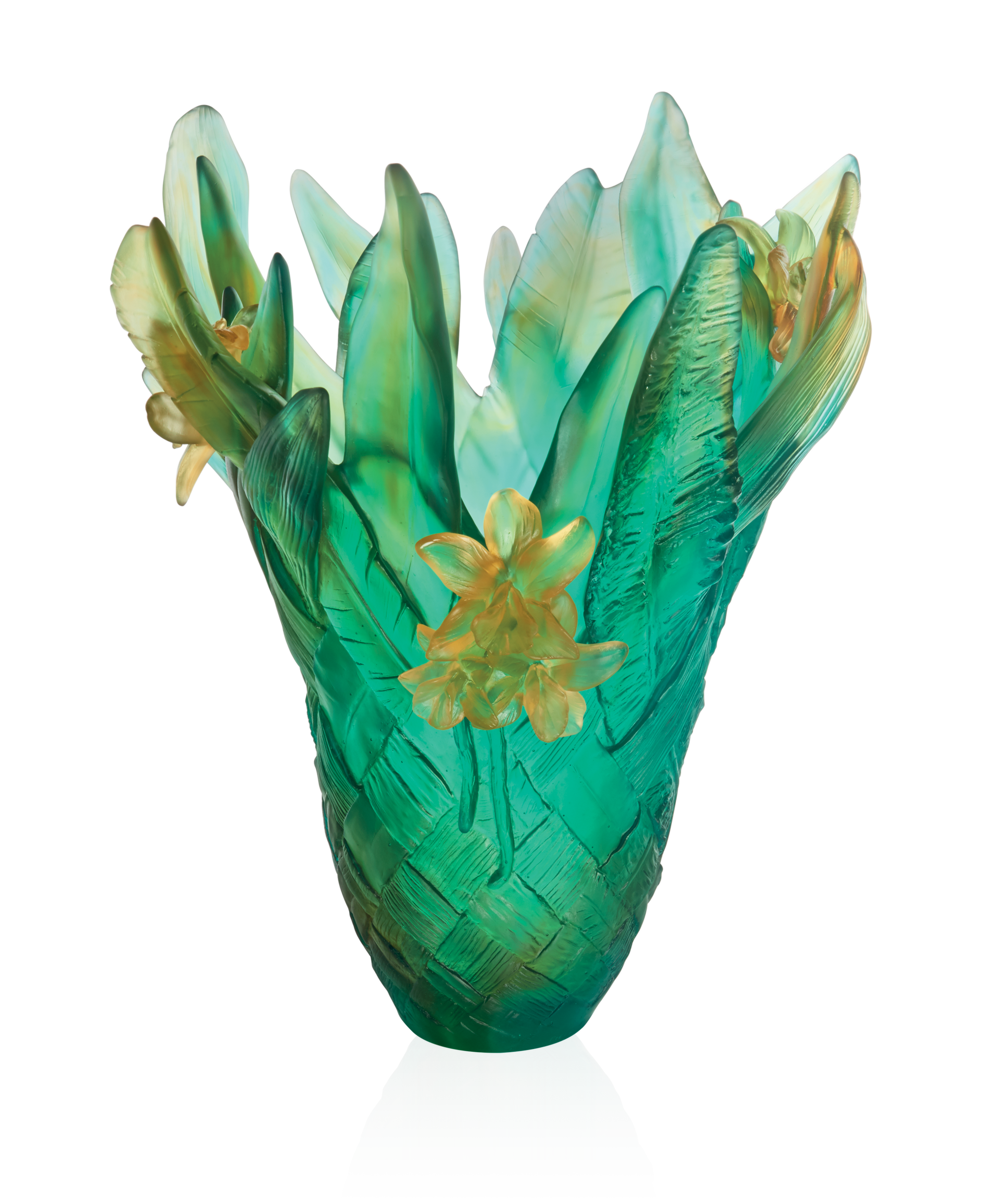 daum-tressage-vase-magnum-cristal-jaune-vert image 1