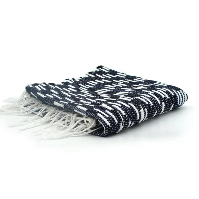 luisa-paix-o-linge-maison-tapis-coton-100x50-bleu-blanc-tress-main image 1