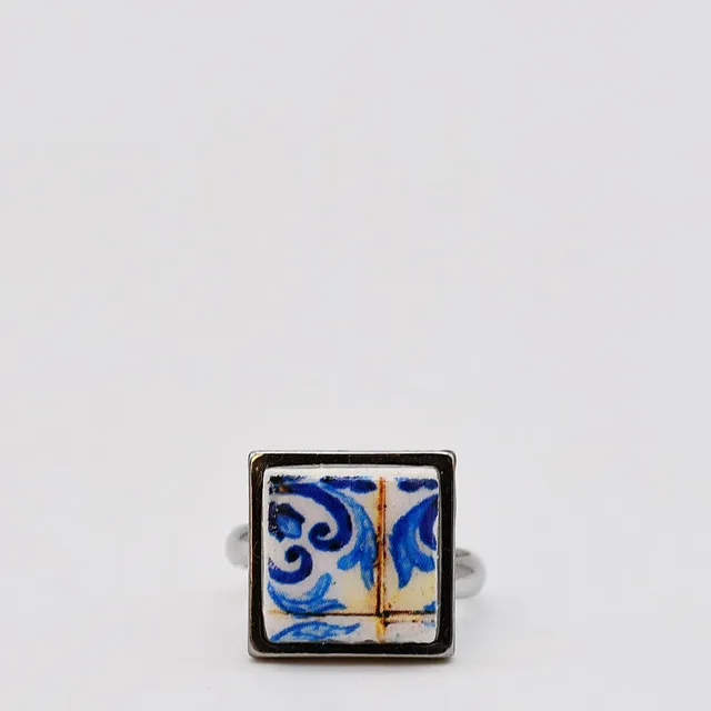 luisa-paix-o-bijoux-portugal-bague-azulejos-carr-e-1-5-cm image 1