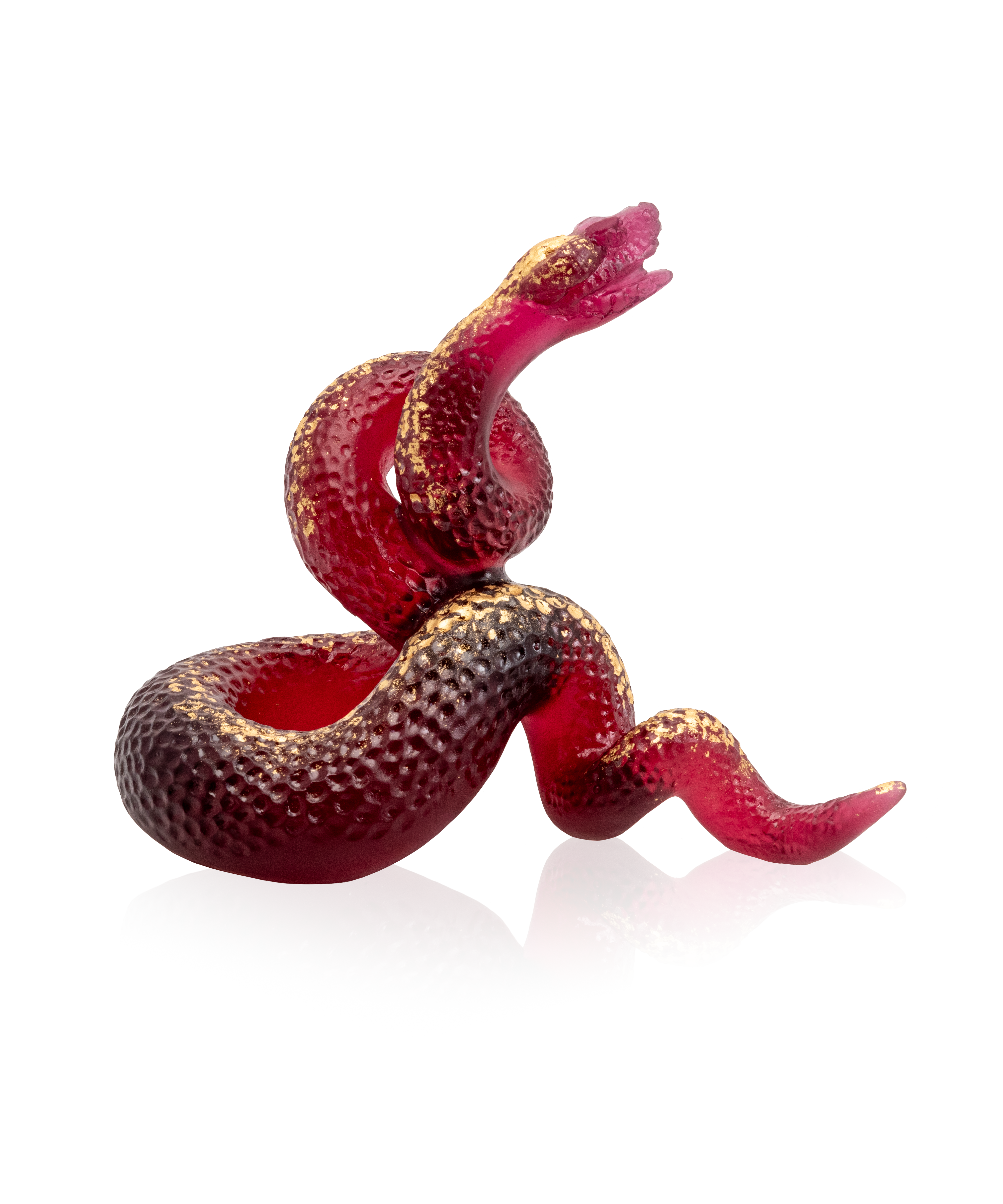 daum-serpent-rouge-sculpture-feuille-d-or-88-ex image 1