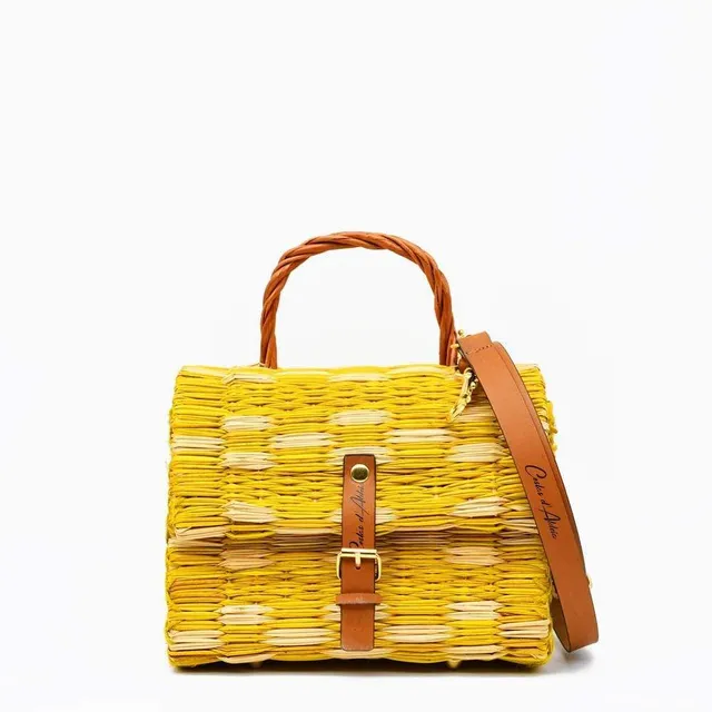 luisa-paix-o-sac-cabas-jonc-jaune-22-cm-cuir image 1