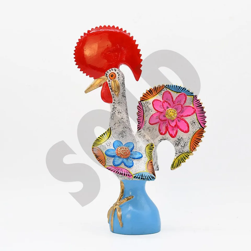 luisa-paix-o-coq-de-barcelos-40cm-blanc-c-ramique-pi-ce-unique image 1