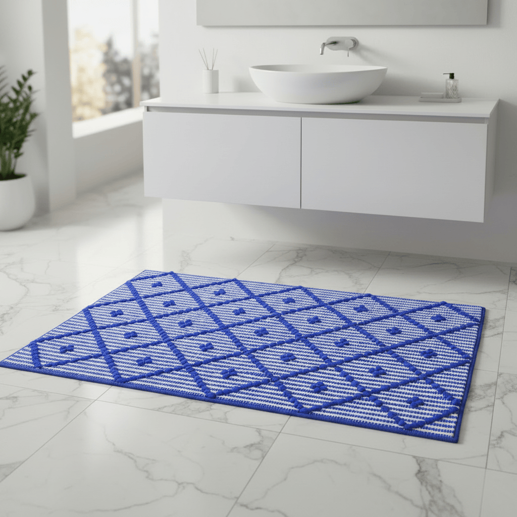 luisa-paix-o-linge-de-maison-tapis-100x50-bleu-blanc-antid-rapant image 2