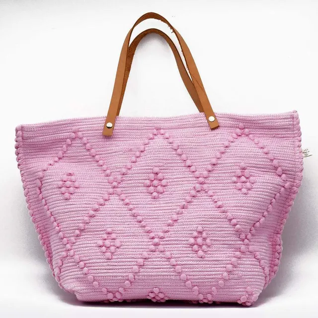 luisa-paix-o-sac-paule-rose-tapis-cuir-50cm-fait-main image 1