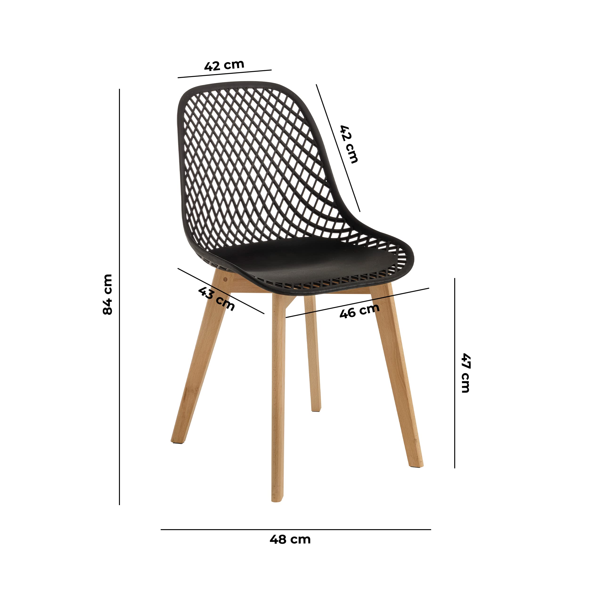 baroni-home-sedie-chaise-moderne-noire-pieds-bois-48x43x84-cm image 3