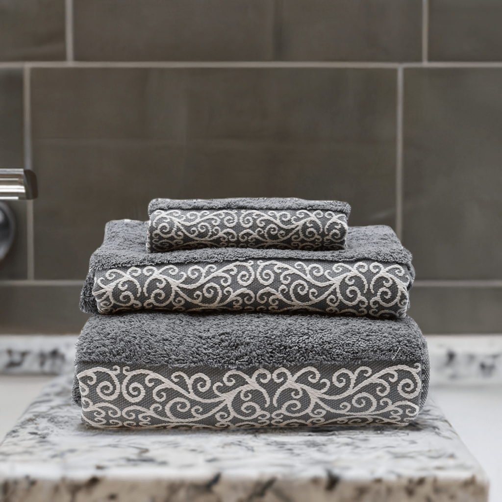 luisa-paix-o-parure-de-bain-3-pi-ces-coton-gris-blanc image 2