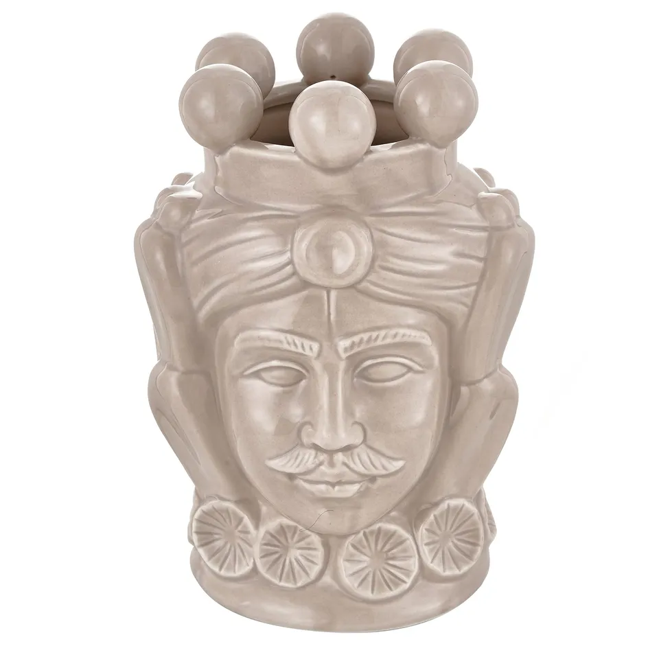 baroni-home-teste-di-moro-vase-c-ramique-roi-cr-me-20-5-cm image 1