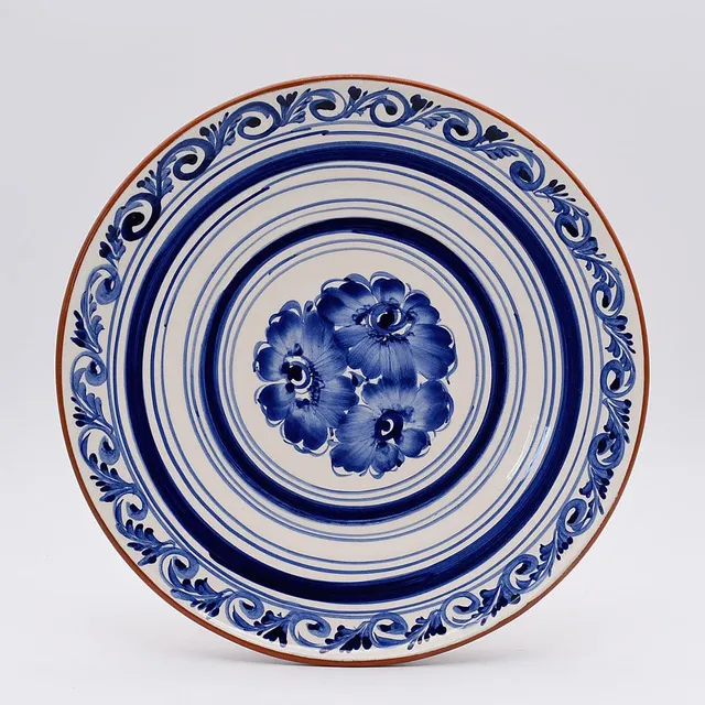 luisa-paix-o-assiette-terre-cuite-28cm-bleue-artisanale image 1