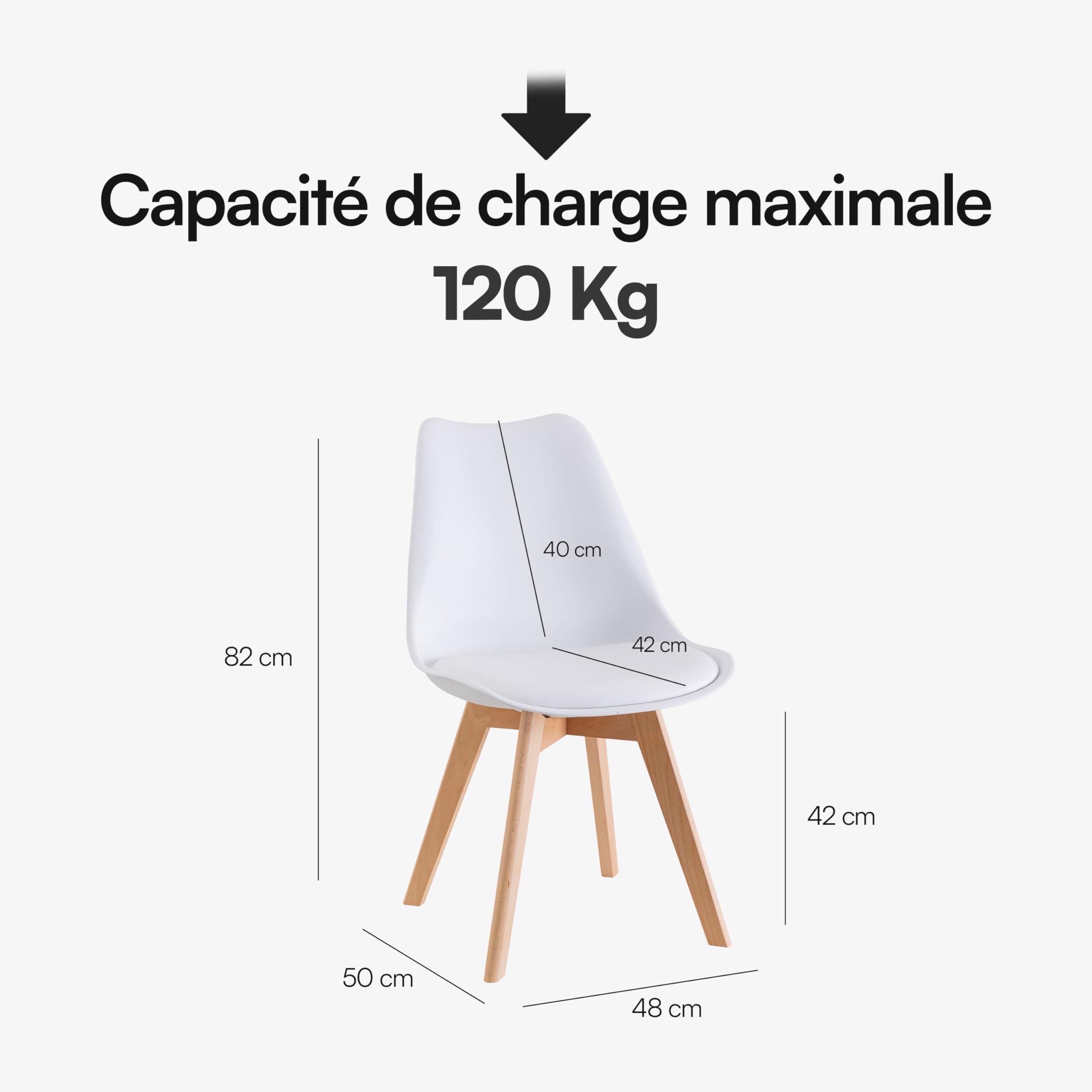 baroni-home-sedie-chaise-salle-manger-blanche-pieds-bois-50-cm image 3