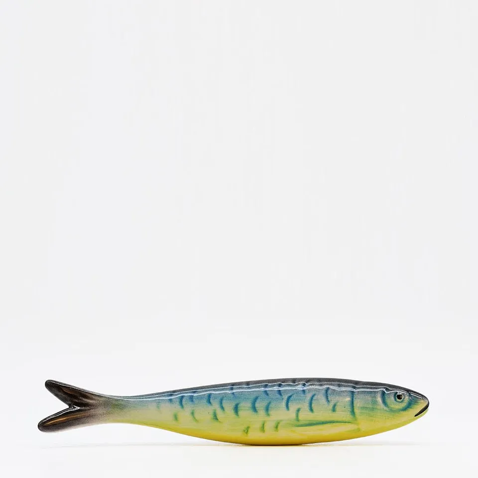 luisa-paix-o-sardine-caldas-da-rainha-c-ramique-bleue-jaune-19-cm image 1