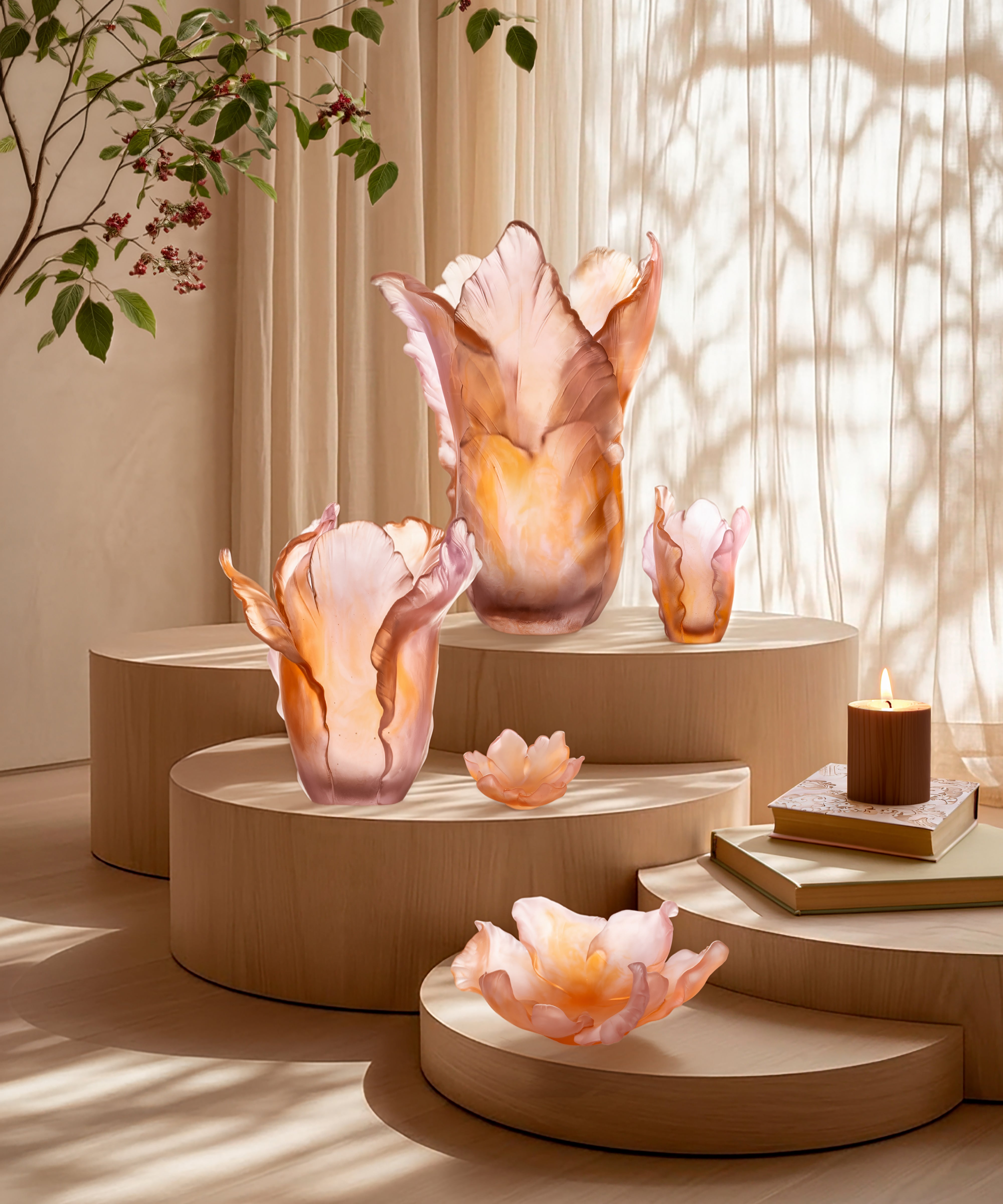 daum-univers-v-g-tal-tulipe-vase-ambre-rose-grand-mod-le image 2