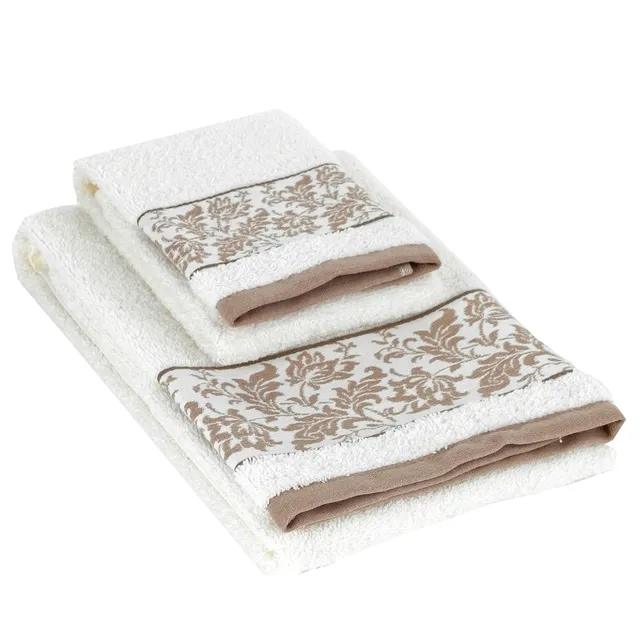 baroni-home-tessile-bagno-lot-2-serviettes-damas-blanc-50x100 image 1