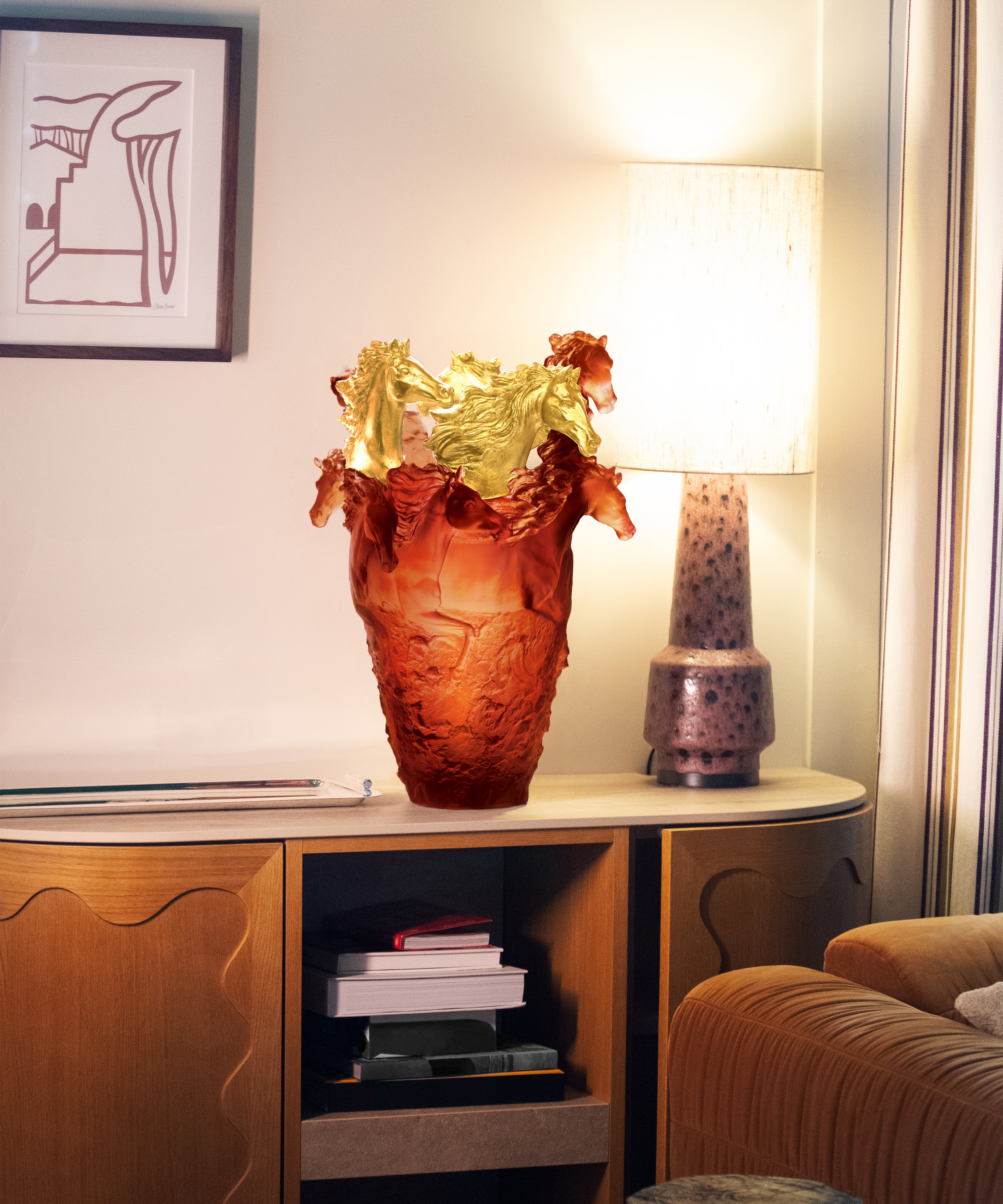 daum-univers-animalier-cavalcade-vase-magnum-ambre-cheval image 2