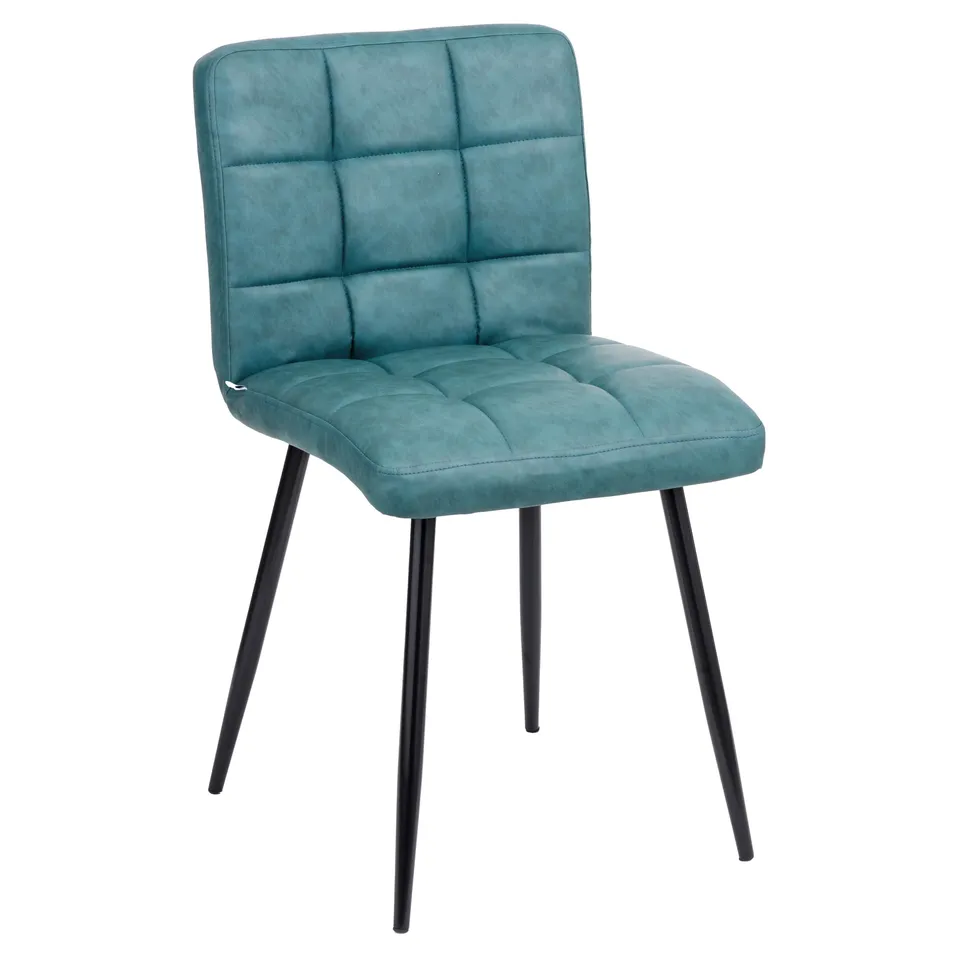 baroni-home-sedie-chaise-simili-cuir-bleu-p-trole-pieds-acier image 1