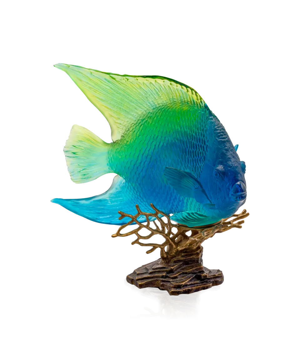daum-mer-de-corail-ange-royal-sculpture-bleu-jaune-125-ex image 1