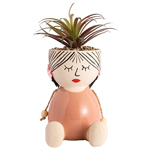 baroni-home-decorazioni-vase-t-te-c-ramique-visage-plante-18-cm image 4