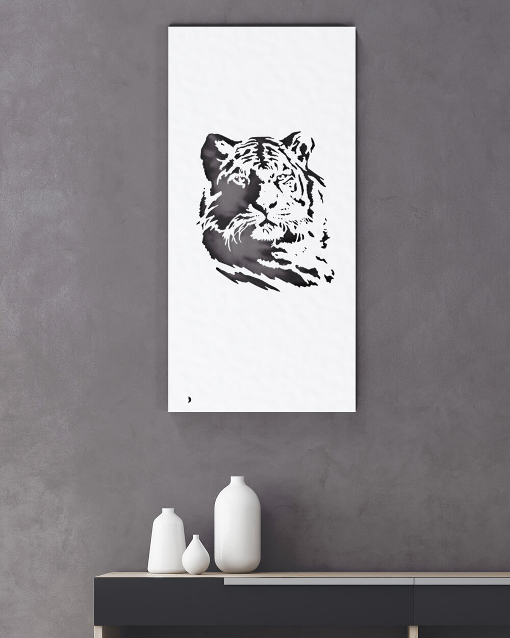 je-suis-art-tableaux-tigre-tableau-m-tal-blanc-d-coup image 1