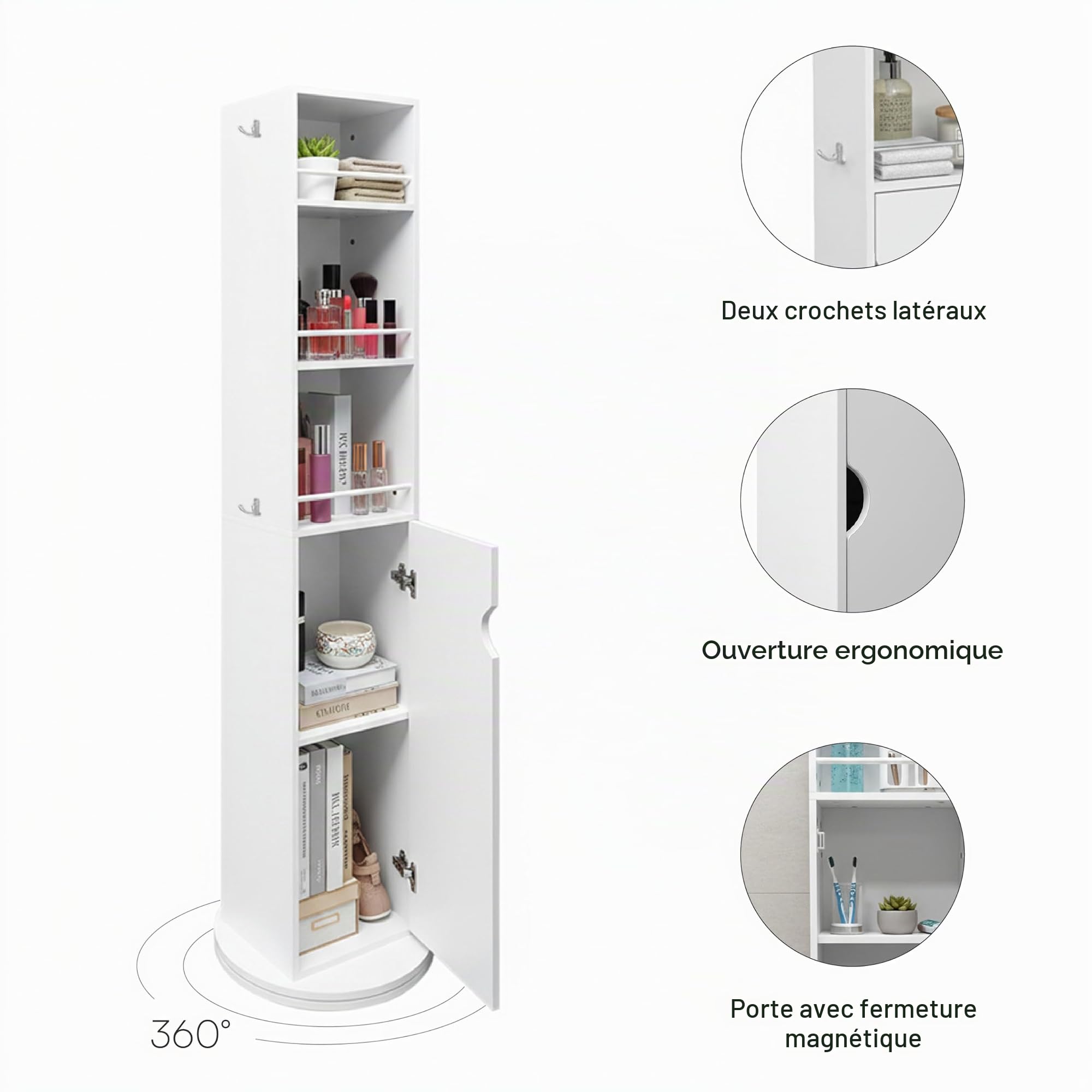 baroni-home-specchi-colonne-miroir-pivotante-360-blanc-169cm image 4