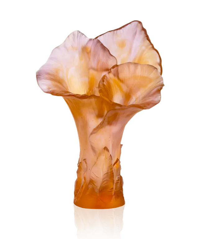 daum-arum-vase-magnum-cristal-ambre-rose image 1