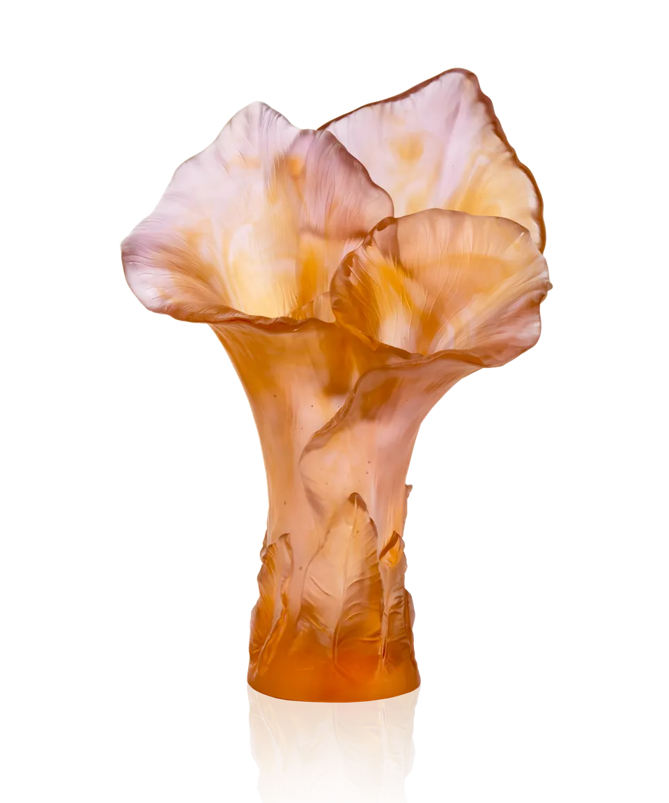 daum-arum-vase-magnum-cristal-ambre-rose image 1