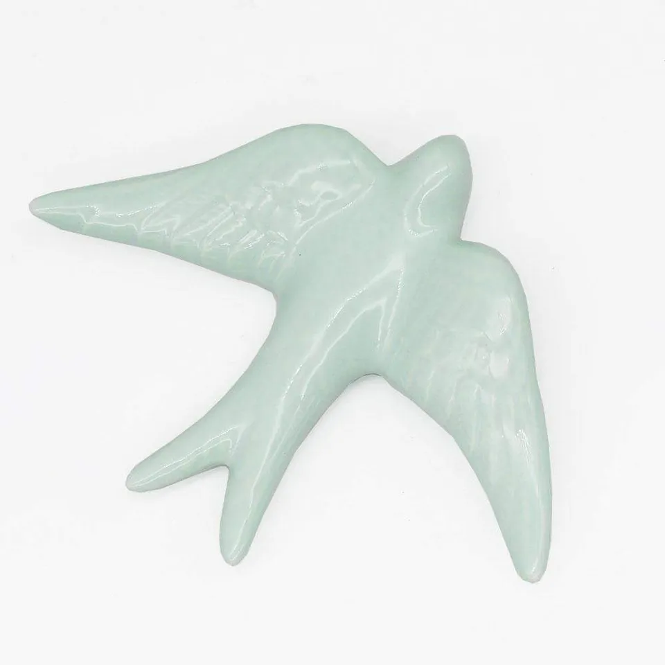 luisa-paix-o-hirondelle-vert-d-eau-d-co-murale-14cm-artisanale image 1