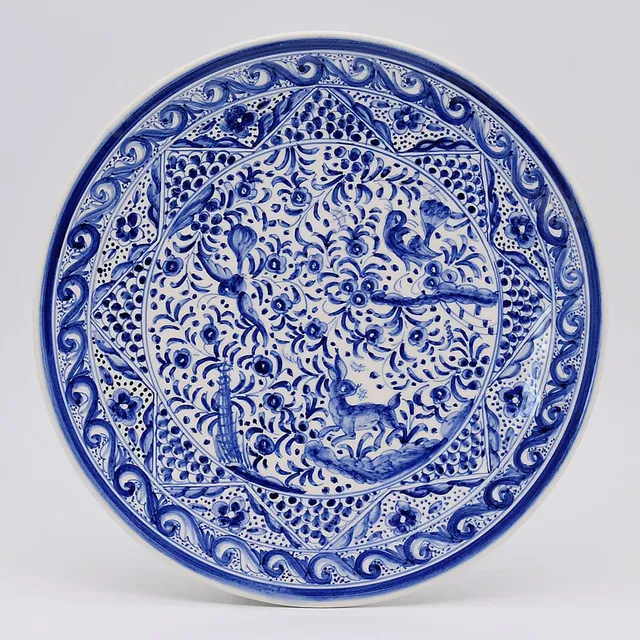 luisa-paix-o-coimbra-assiette-c-ramique-bleue-29cm-pi-ce-unique image 1