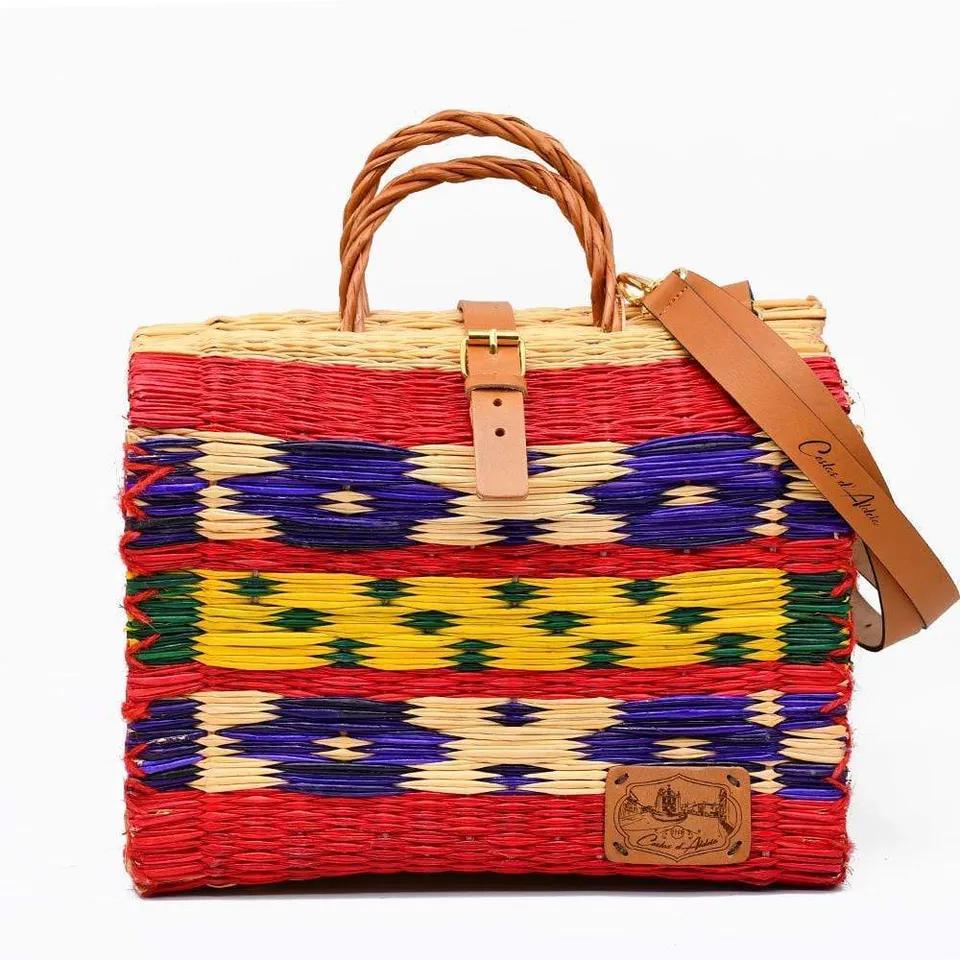 luisa-paix-o-sac-cabas-en-jonc-30-cm-multicolore-cuir image 1