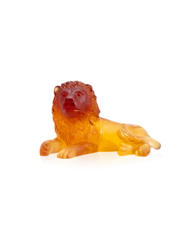 daum-univers-animalier-lion-sculpture-p-te-de-verre-ambre image 1