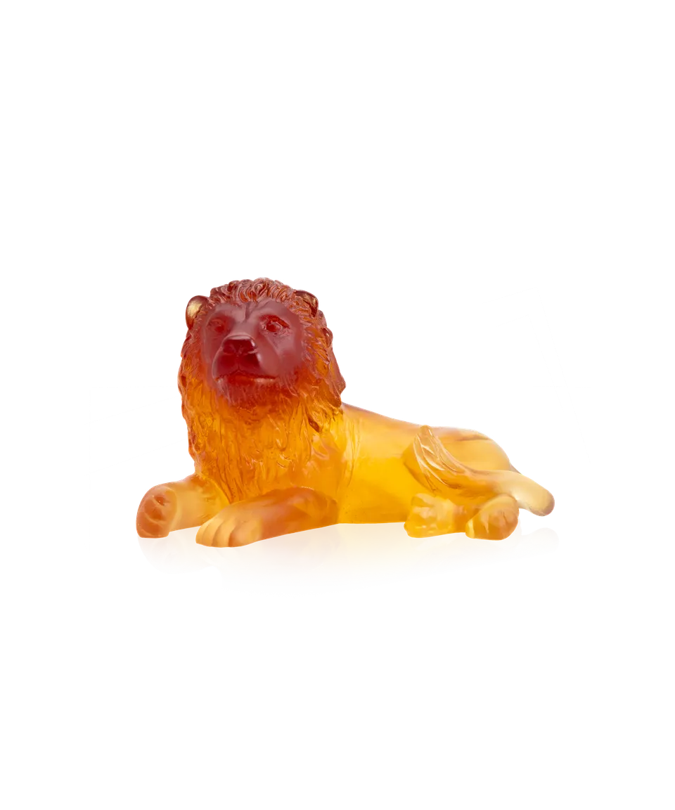 daum-univers-animalier-lion-sculpture-p-te-de-verre-ambre image 1