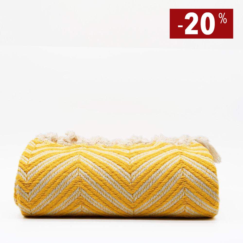 luisa-paix-o-espiga-plaid-coton-jaune-200x135cm-chevrons image 1