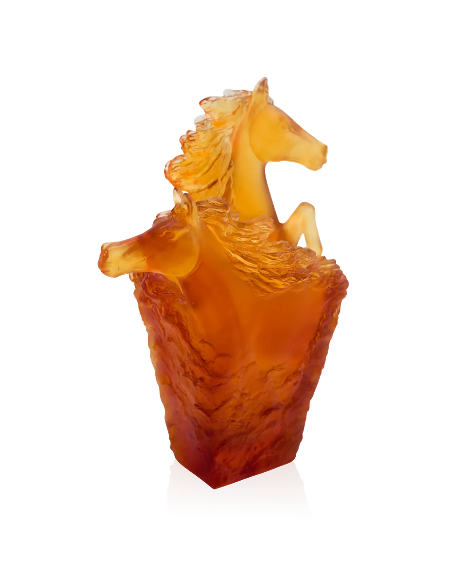 daum-cavalcade-porte-crayon-ambre-sculpture-questre-p-te-de-verre image 1