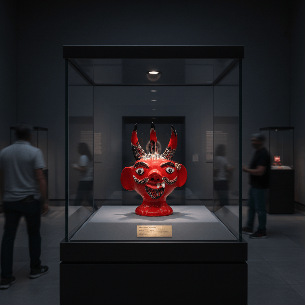 luisa-paix-o-cabe-a-de-diabo-30cm-sculpture-rouge-pi-ce-unique image 2