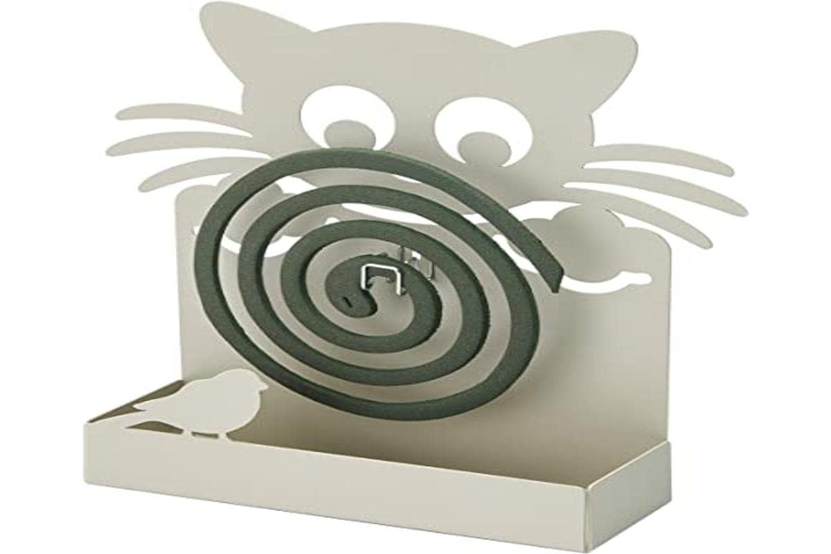 baroni-home-porte-spirale-anti-moustiques-m-tal-chat-gris-18cm image 4