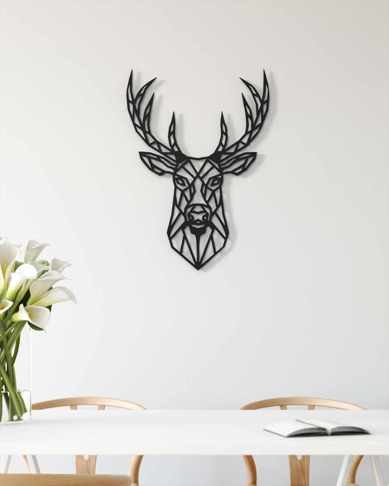 je-suis-art-animaux-cerf-one-line-tableau-m-tal-noir image 1