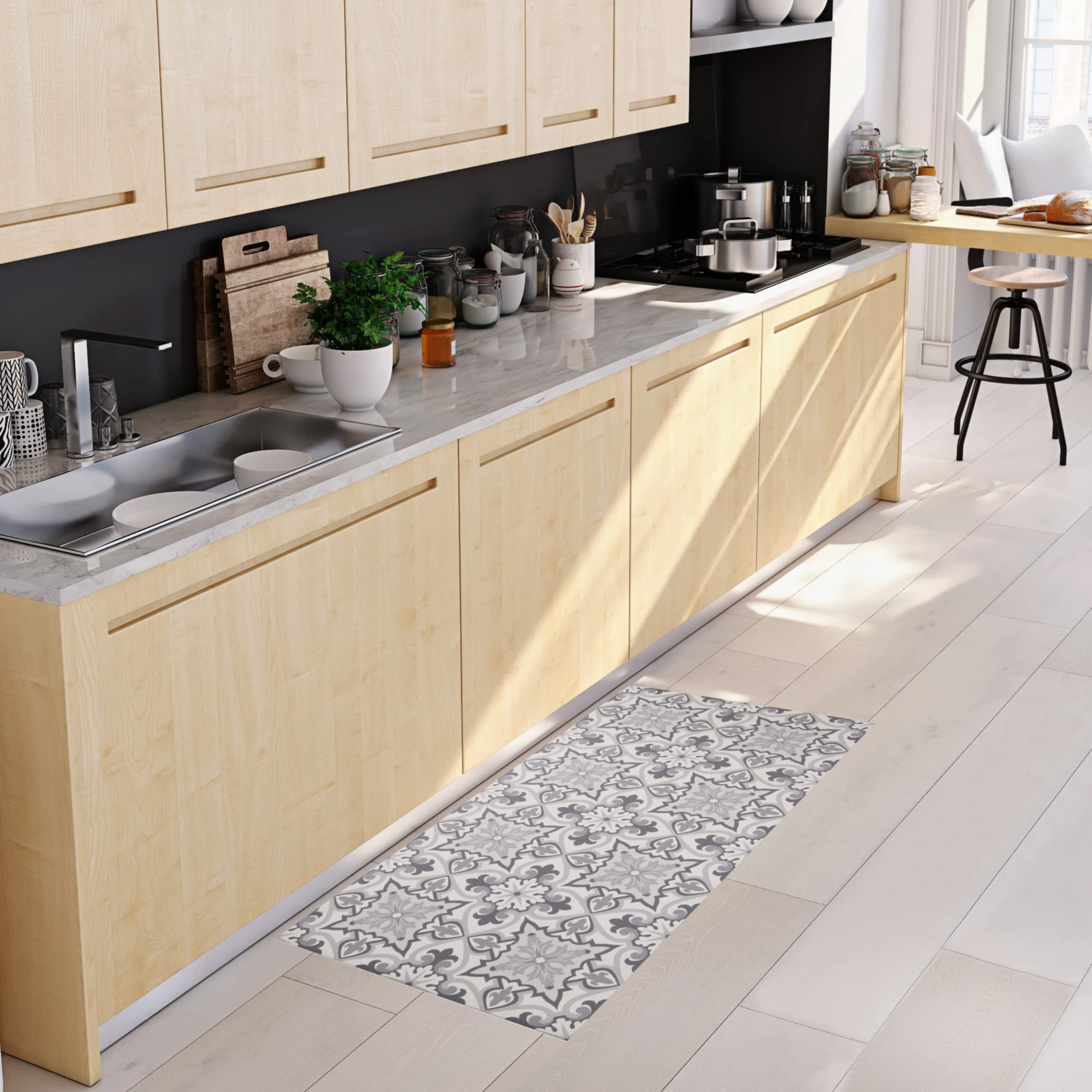 baroni-home-cucina-tapis-cuisine-pvc-60x120-maioliques-gris image 2