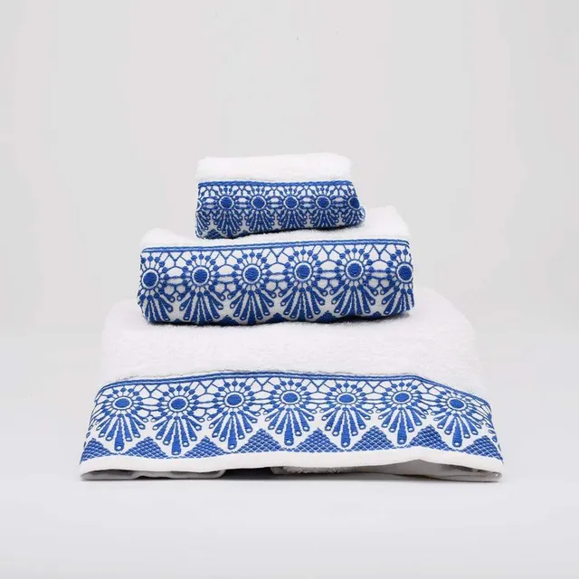 luisa-paix-o-linge-portugal-parure-de-bain-coton-blanc-bleu image 1