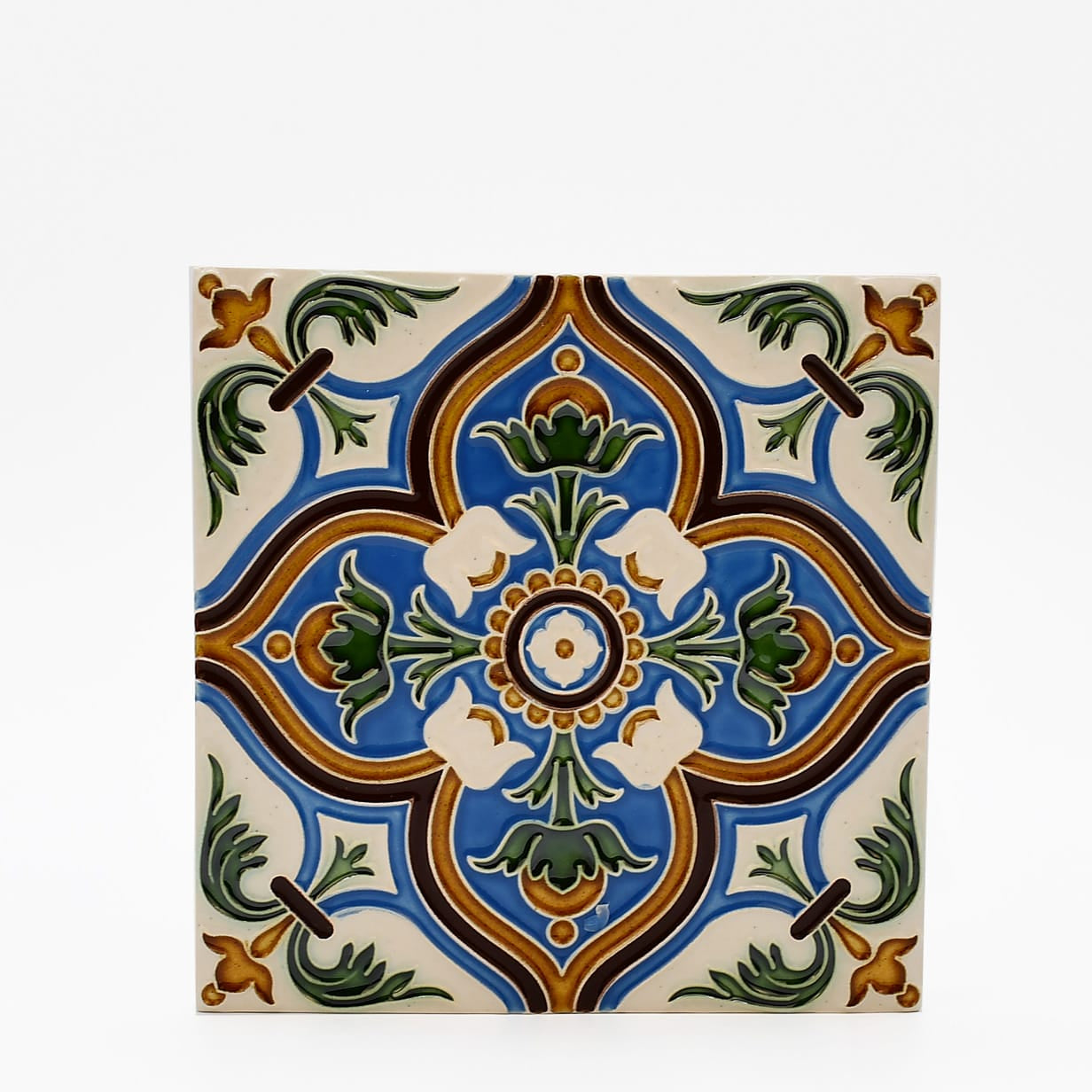 luisa-paix-o-azulejos-hispano-maure-14x14cm-carreau-relief-fait-main image 1