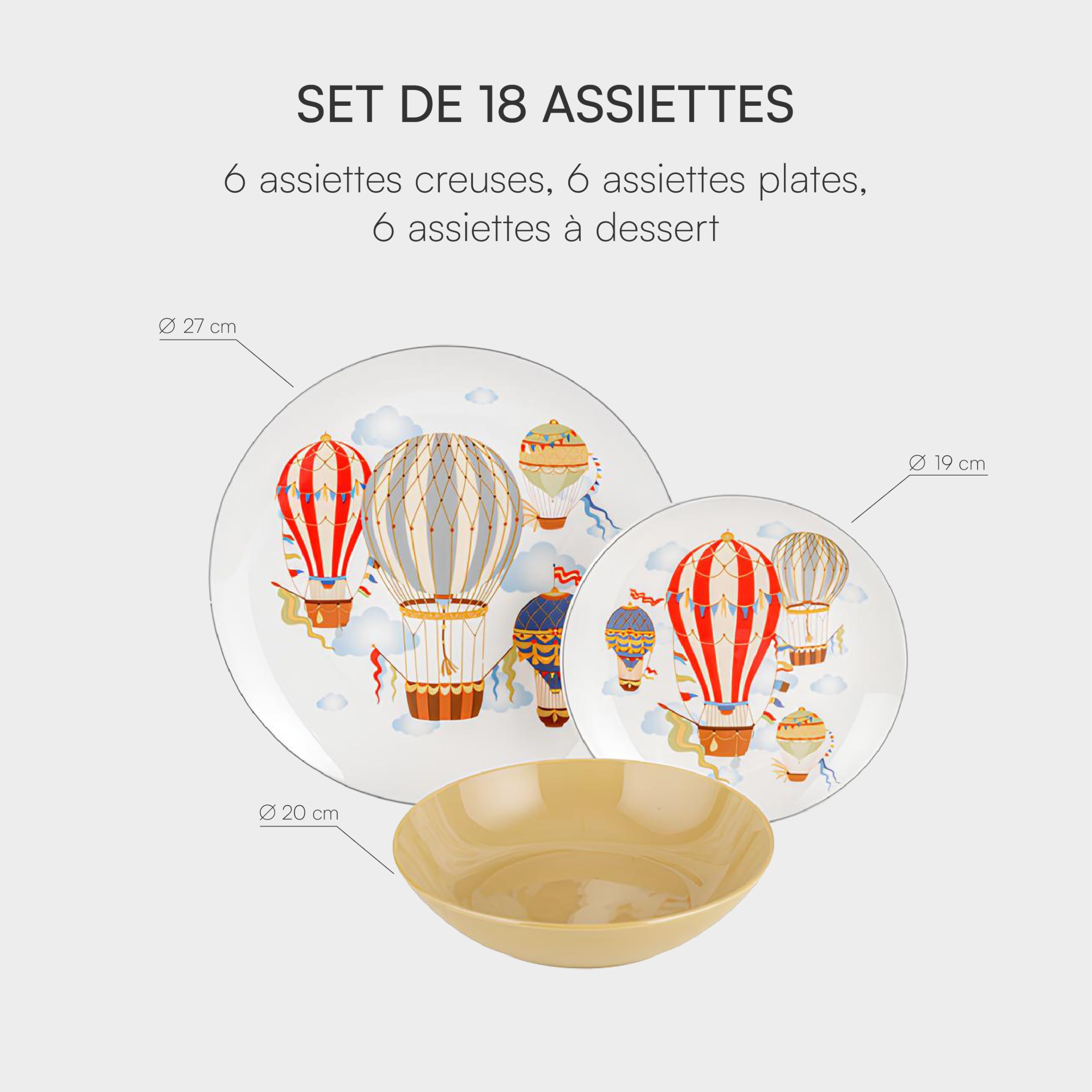 baroni-home-cucina-service-18-assiettes-porcelaine-montgolfi-res-6-pers image 1
