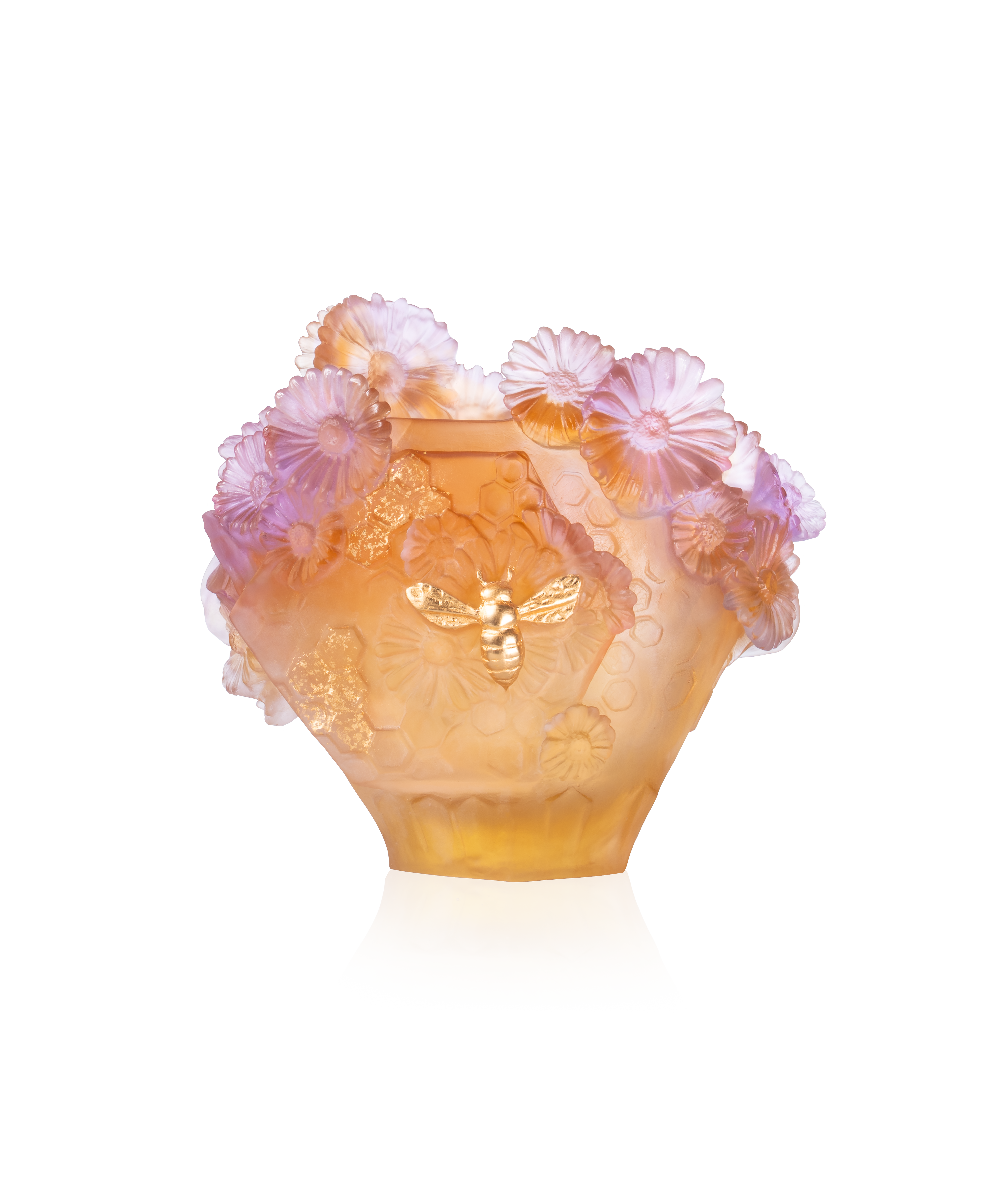 daum-d-coration-or-d-abeille-vase-moyen-feuille-d-or-175-ex image 1