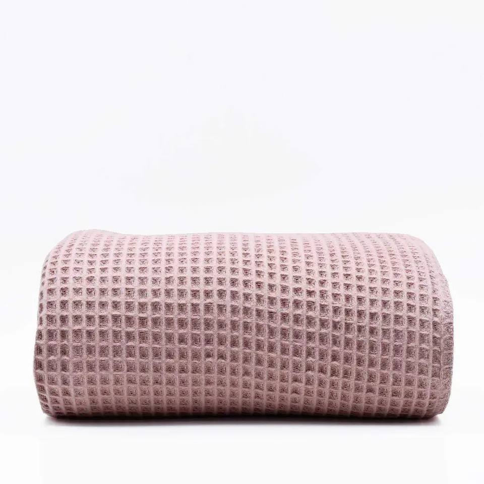 luisa-paix-o-plaid-coton-gaufr-rose-200x140-cm image 1