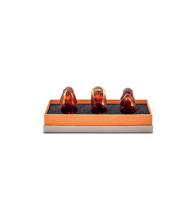 daum-univers-animalier-trois-singes-sagesse-sculpture-p-te-de-verre image 1