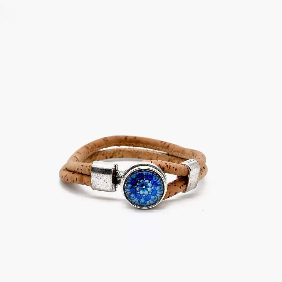 luisa-paix-o-azulejo-bracelet-li-ge-double-m-daillon-bleu-20cm image 1