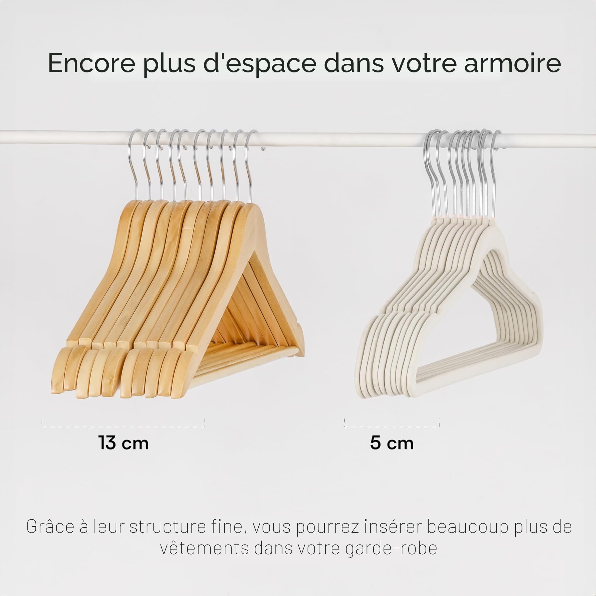 baroni-home-organizzazione-cintres-velours-cr-me-50-pi-ces-44-5-cm image 3