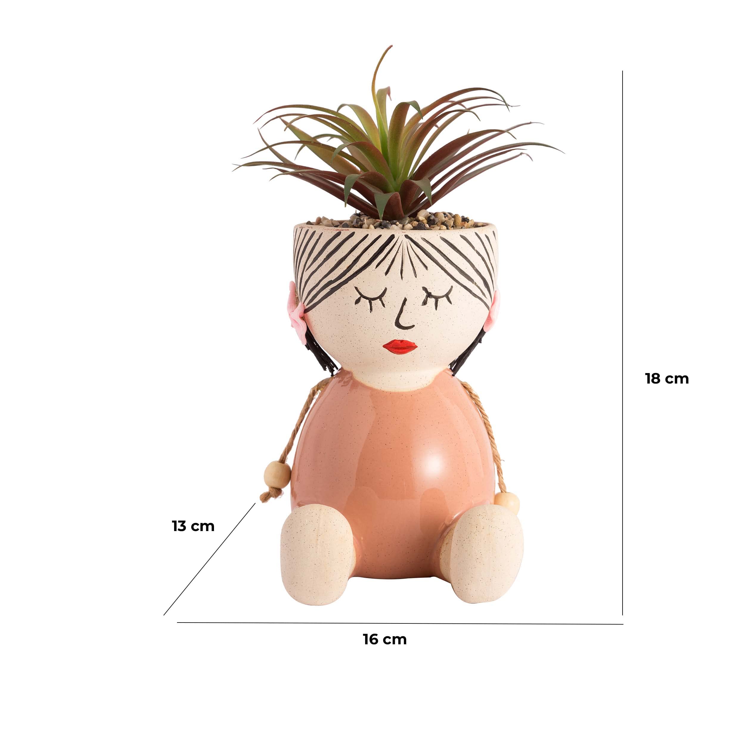 baroni-home-decorazioni-vase-t-te-c-ramique-visage-plante-18-cm image 2