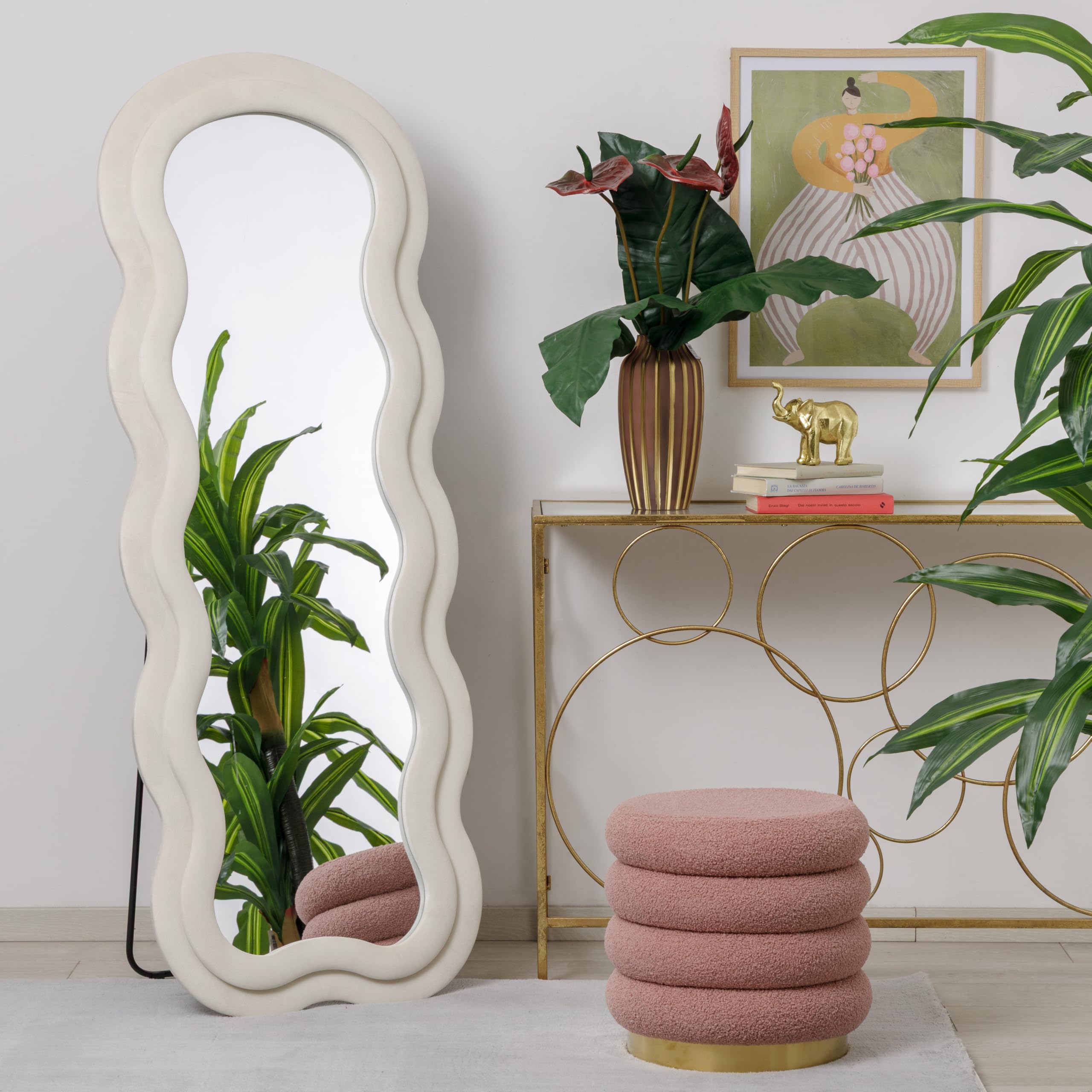 baroni-home-specchi-miroir-sur-pied-160x60-cm-velours-beige image 2
