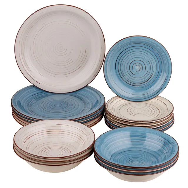 baroni-home-cucina-service-18-assiettes-c-ramique-bleu-gris-6-personnes image 1
