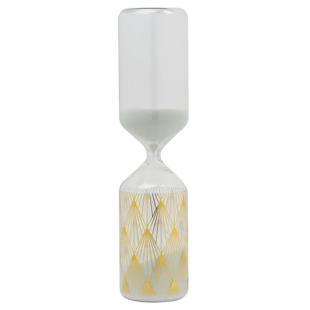 baroni-home-decorazioni-sablier-blanc-dor-24-cm-verre image 1