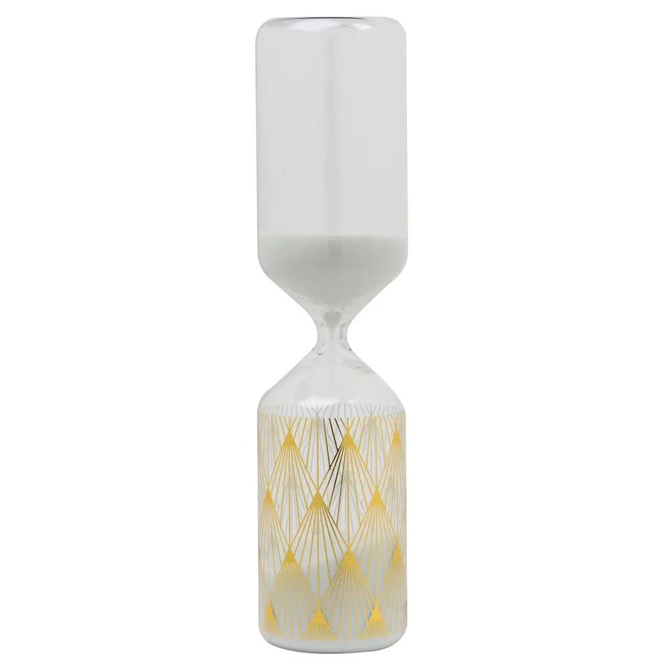 baroni-home-decorazioni-sablier-blanc-dor-24-cm-verre image 1