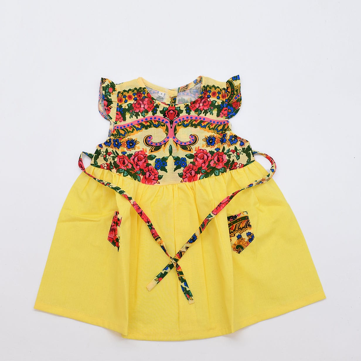 luisa-paix-o-viana-robe-enfant-coton-jaune-motifs image 1