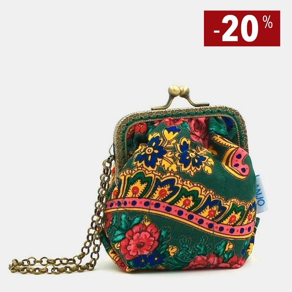 luisa-paix-o-minho-porte-monnaie-vert-tissu-fermoir-laiton image 1